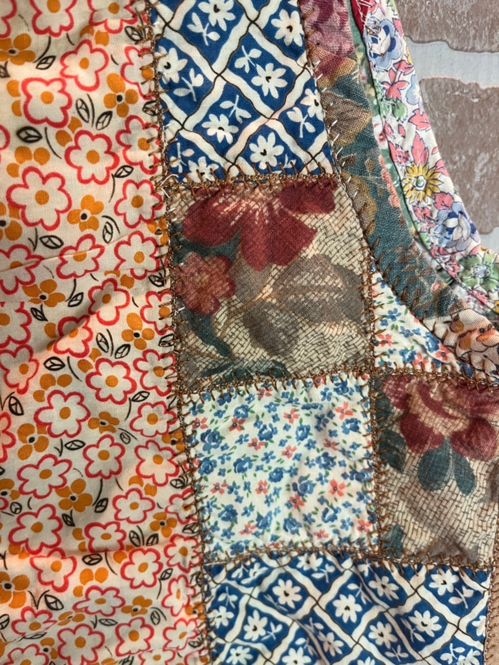 Vintage 90s quilted vest handmade one of a kind patchwork summer reversible - Picture 7 of 12